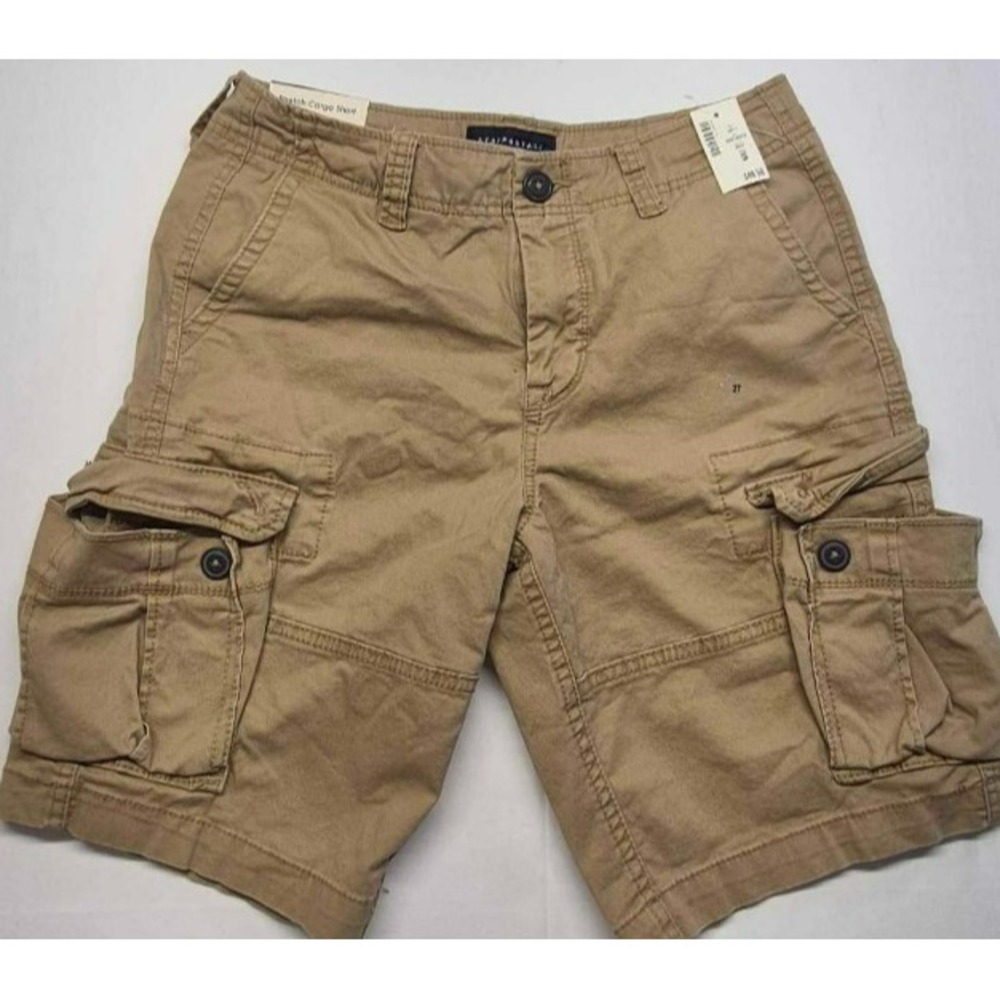 NWT‎ Aero Men's Stretch Cargo Khaki Short 27W Hits Right Below The Knee
